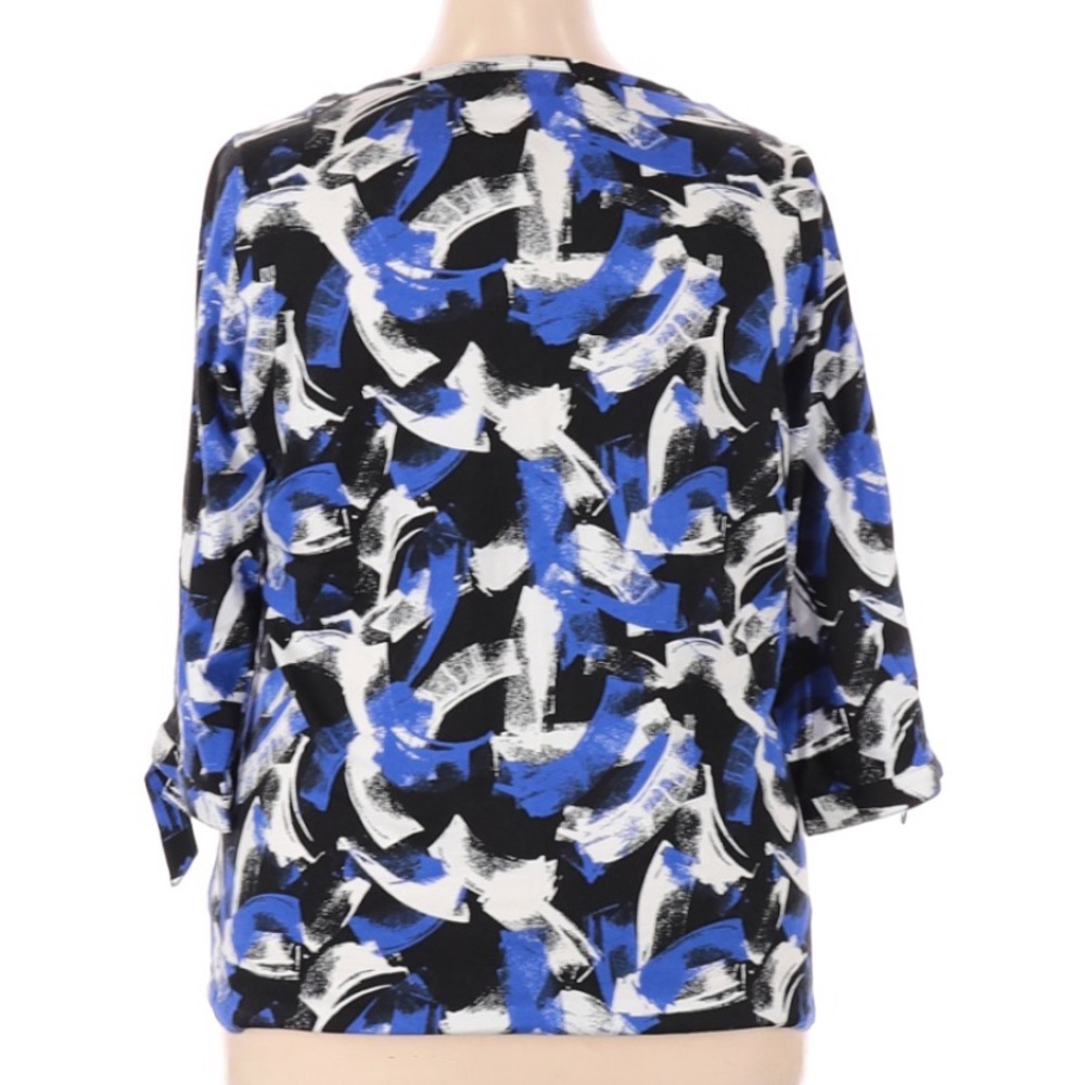 Anne Klein Brush Strokes Tie Sleeve Top 2X NEW - Picture 2 of 8